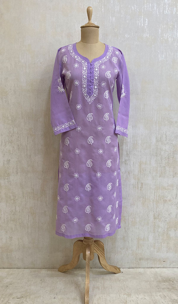 A-line Ladies Lavender Lucknowi Chikan Kurti, Size: M at Rs 1150 in Lucknow